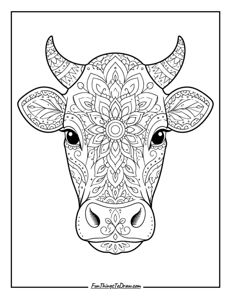 Mandala Cow coloring page