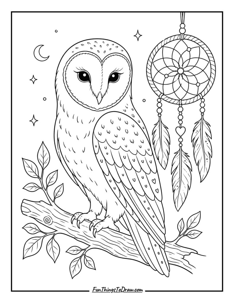 Barn Owl with a Dreamcatcher