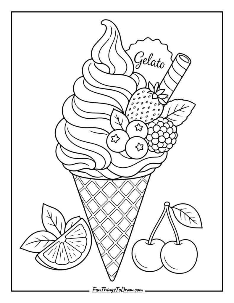 Gelato Delight Coloring Page