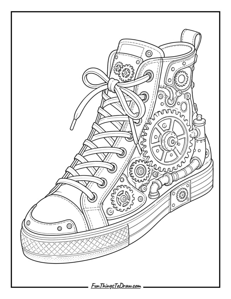 Steampunk Gear Sneaker coloring page