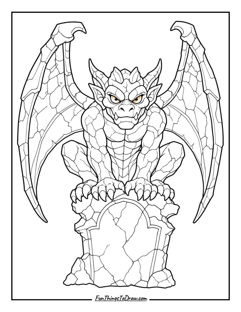 The Graveyard Gargoyle Monster Coloring page
