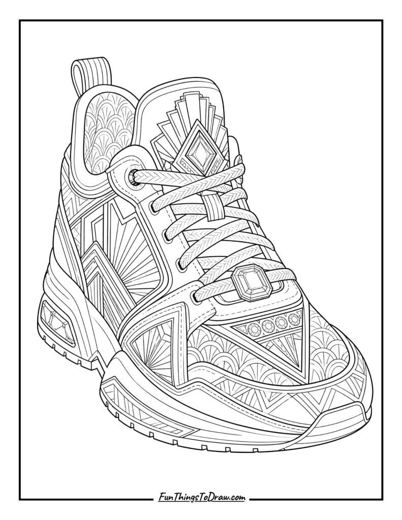 Art Deco Glam Sneaker coloring page