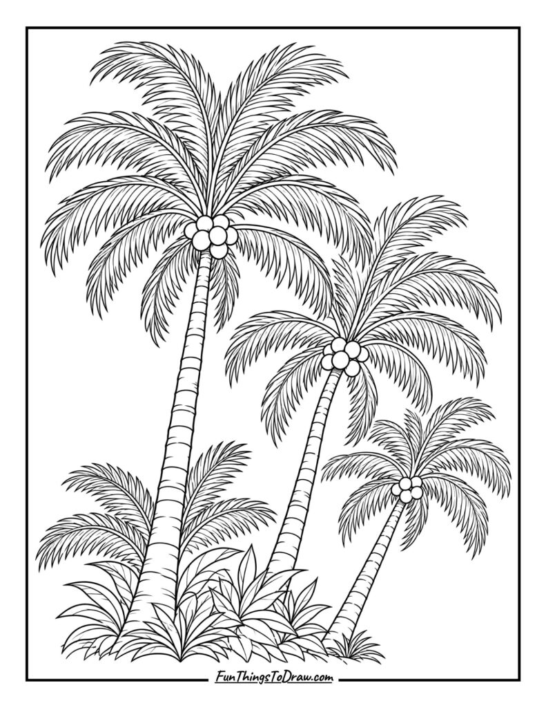 Palm Tree Paradise coloring page