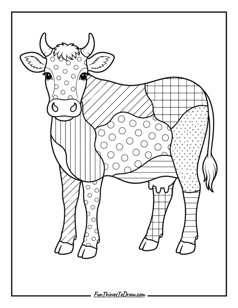 Patchwork Cow coloring page