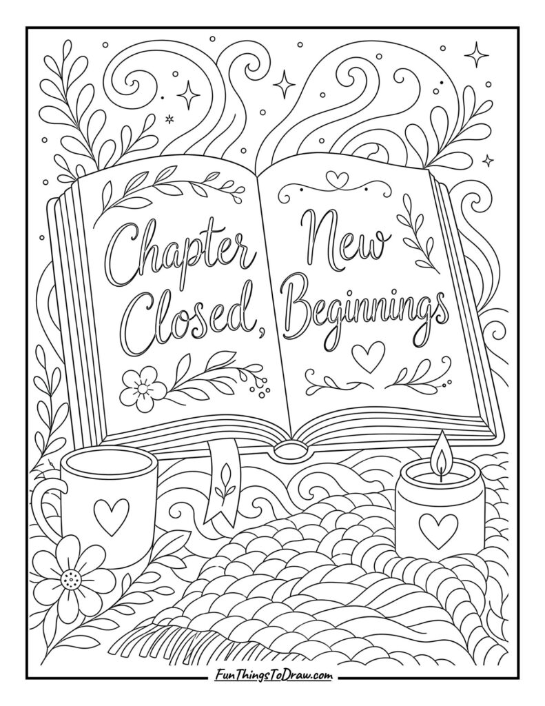 Chapter Closed, New Beginnings_ Book coloring page