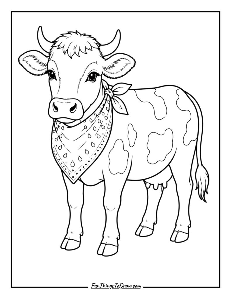 Bandana Cow coloring page