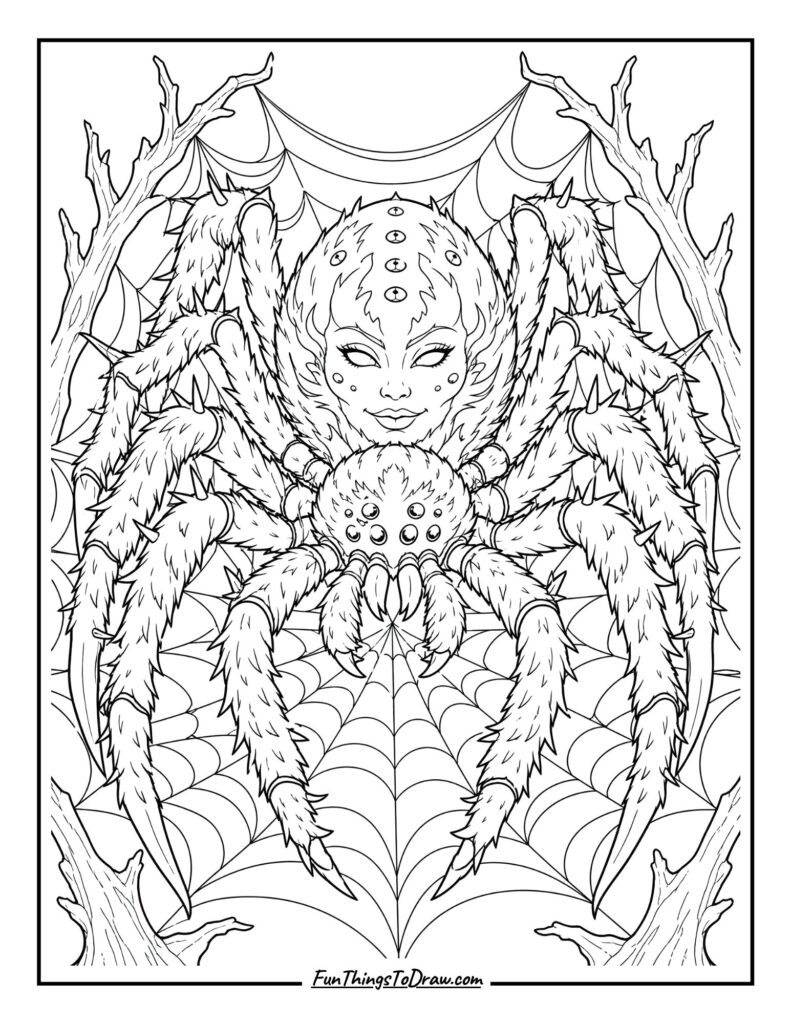 The Spider Queen Monster coloring page