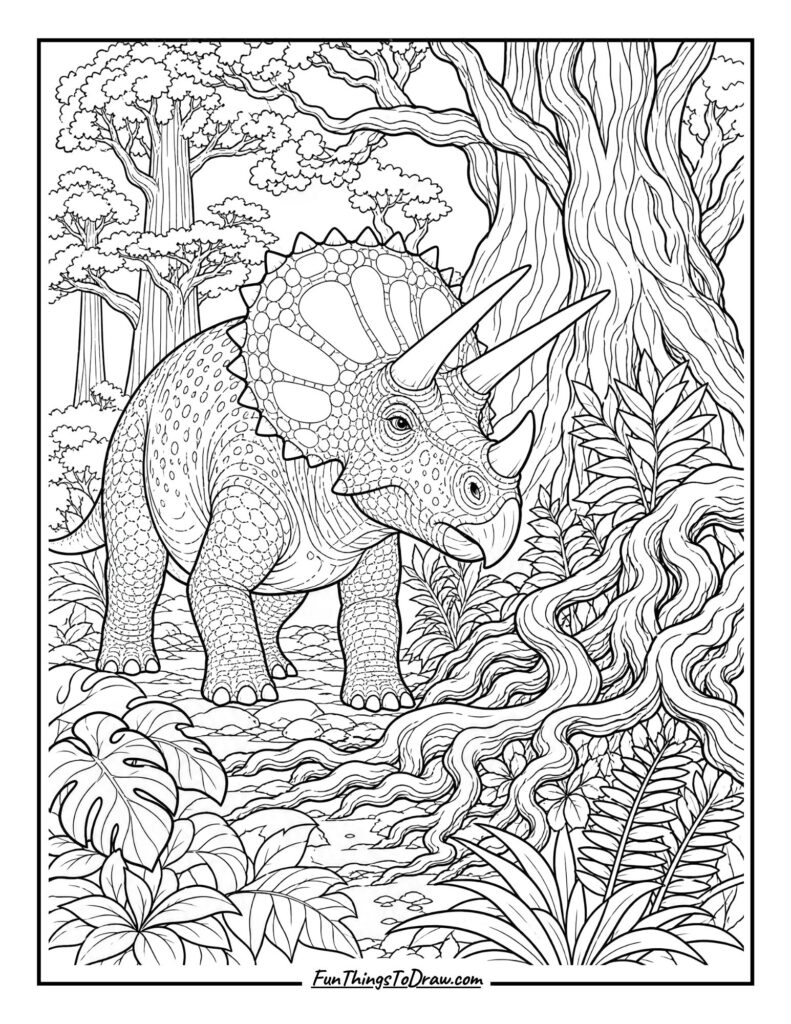 Triceratops with Ancient Trees