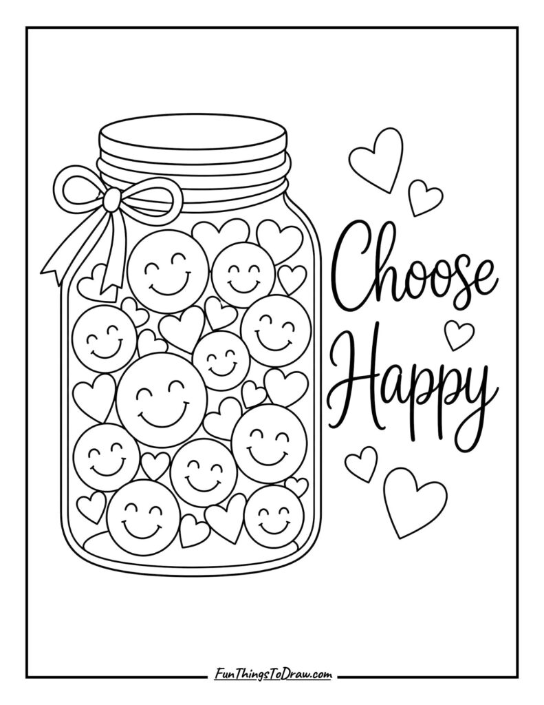 Choose Happy (inspirational coloring page)