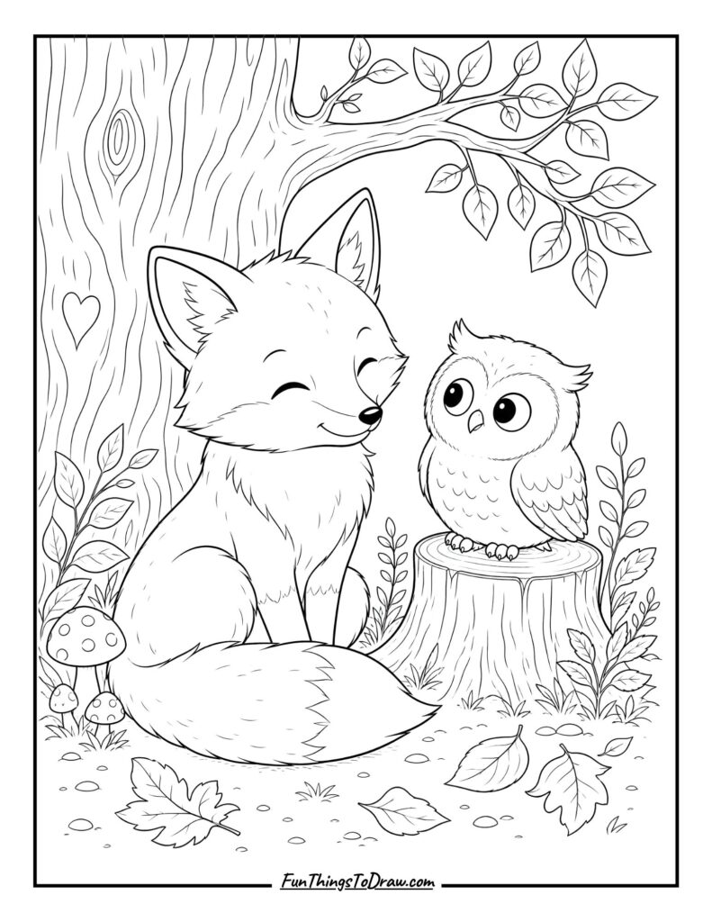 Forest Animal Friends coloring page