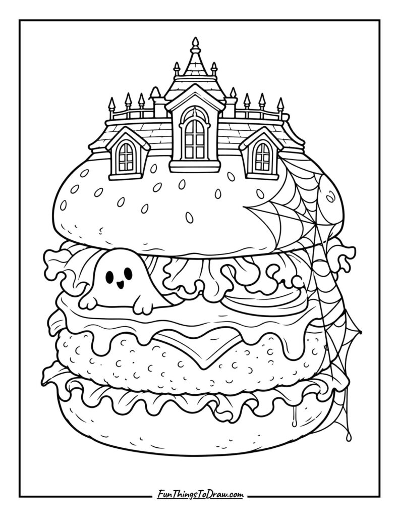 Haunted Mansion Hamburger coloring page