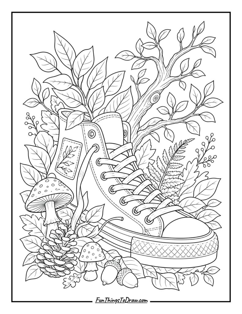Forest Canopy Sneaker Coloring Page