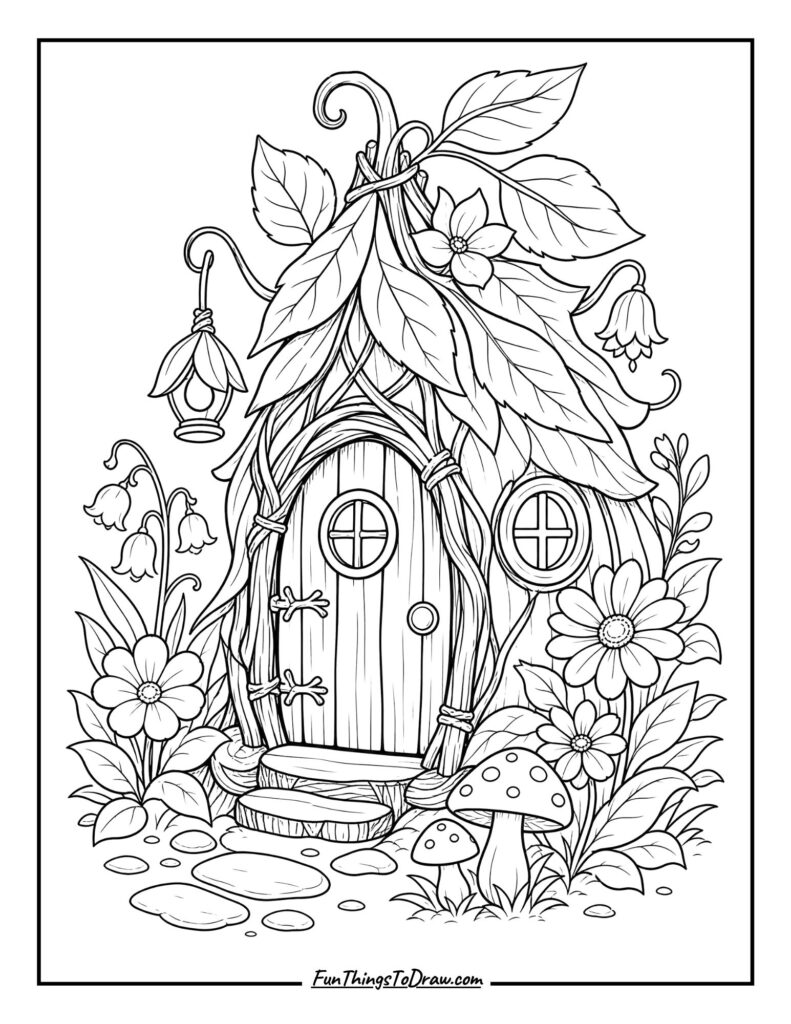 Woodland Fairy Dwelling coloring page