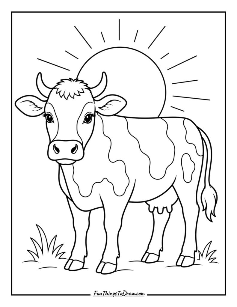 Sunset Silhouette Cow
