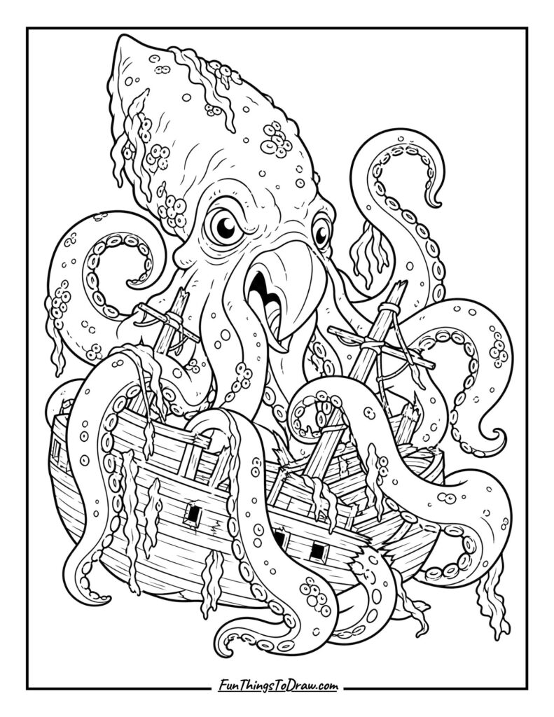 The Kraken Monster Coloring Page
