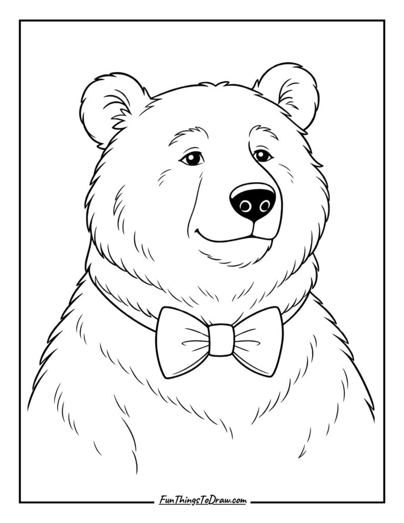 Bear Wearing a Bow Tie coloring page