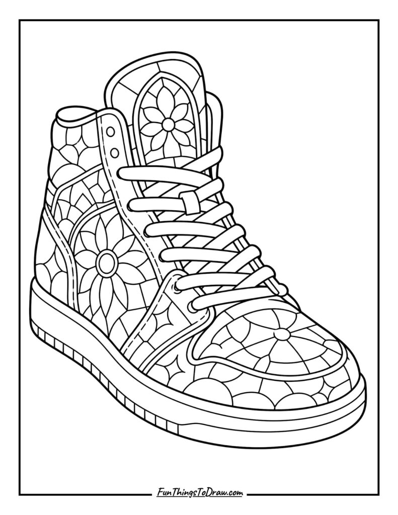 Stained Glass Sneaker Coloring Page