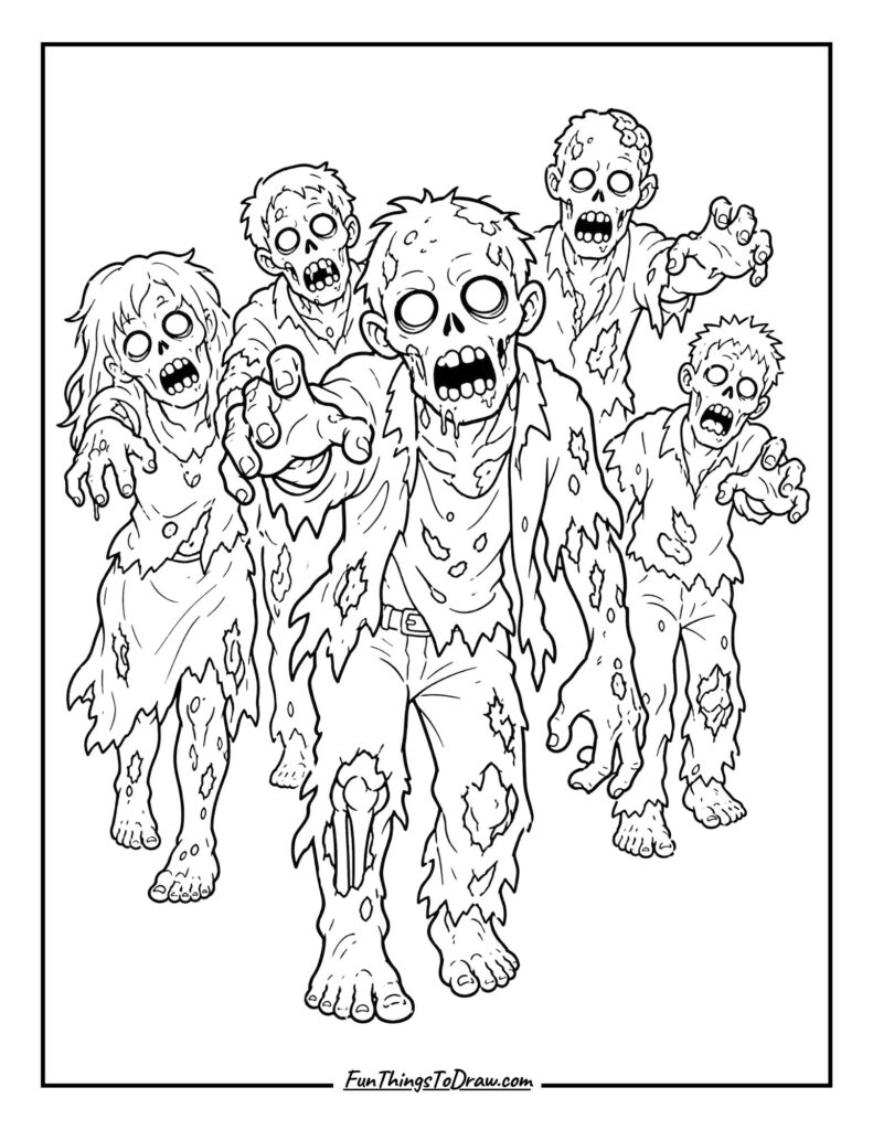 The Zombie Horde monster coloring page