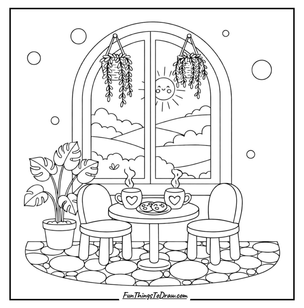 Boho Café Window Scene