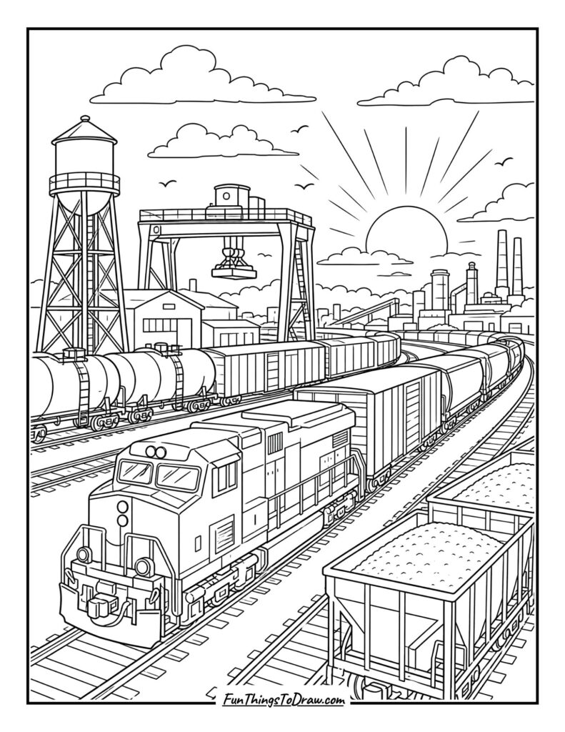Freight Yard at Sunset