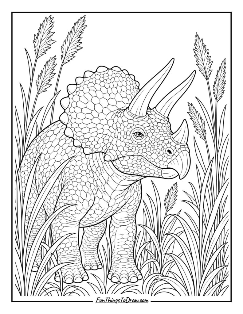 Triceratops in a Field of Reeds