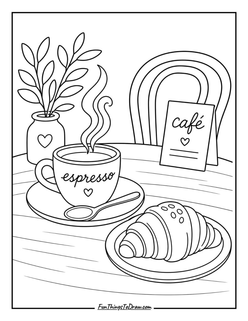 Italian Coffee Culture Coloring Page