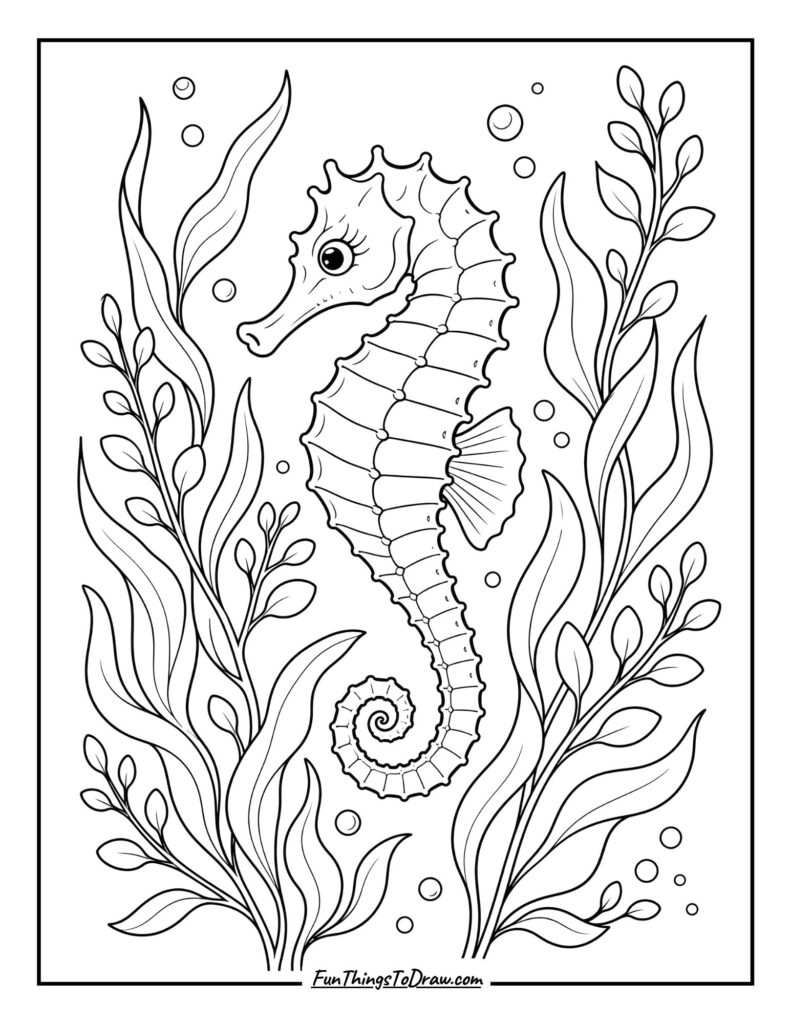 Seahorse Serenade coloring page