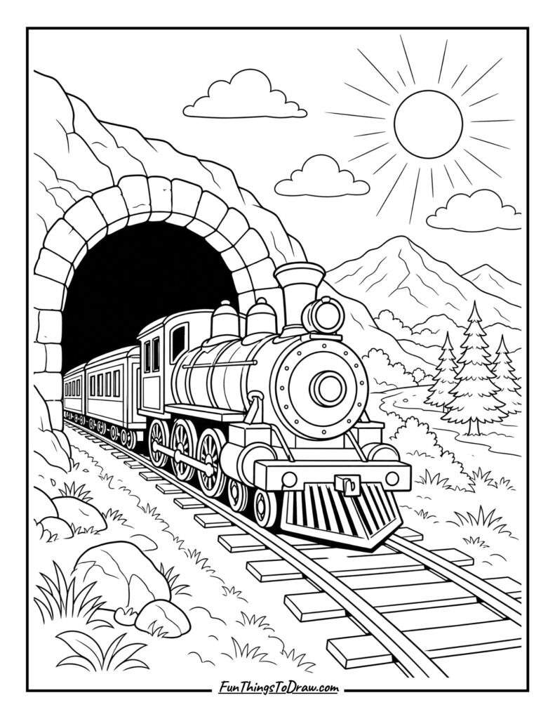 Train Tunnel Entrance coloring page