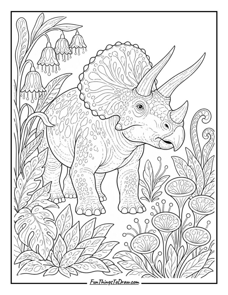 Triceratops with Bioluminescent Flora