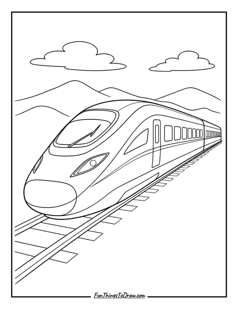 Modern High-Speed Train Coloring Page