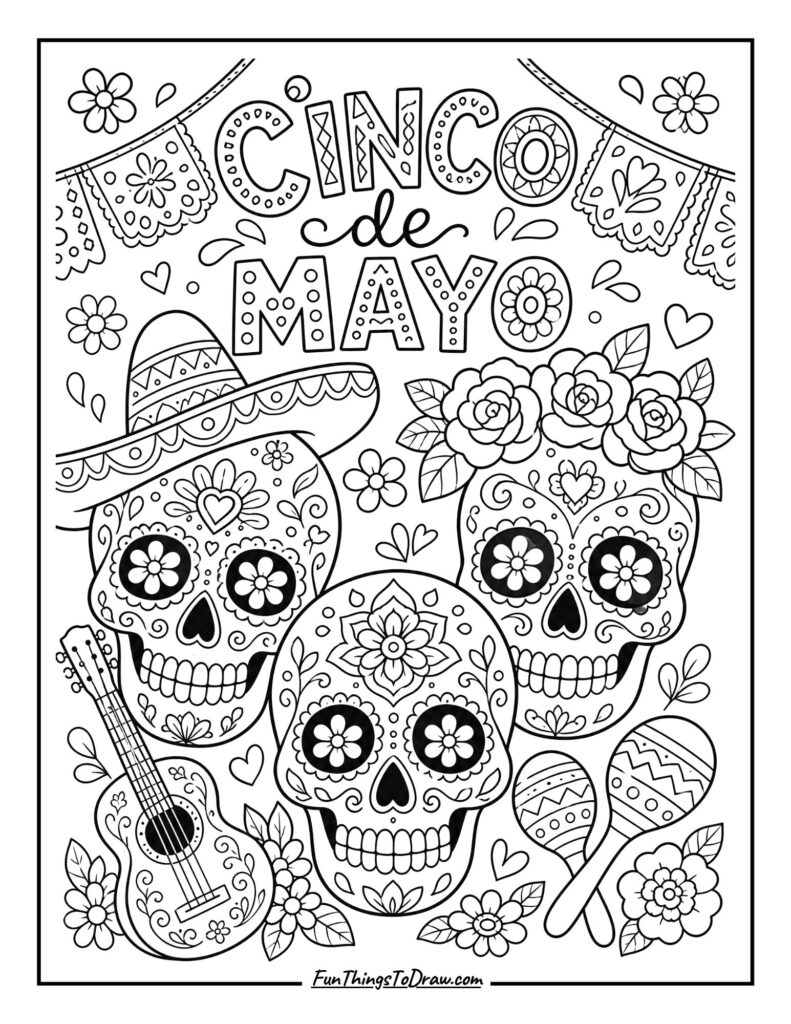 Sugar Skull Fiesta Coloring Page