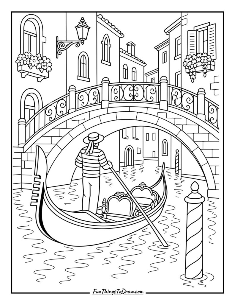 Venetian Gondola coloring page
