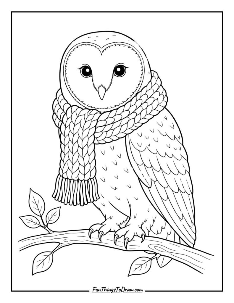 Barn Owl with a Cozy Scarf