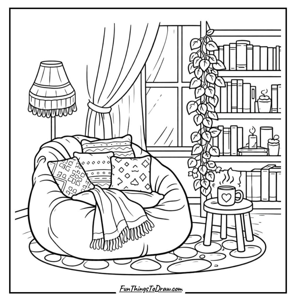Cozy Boho Library Corner