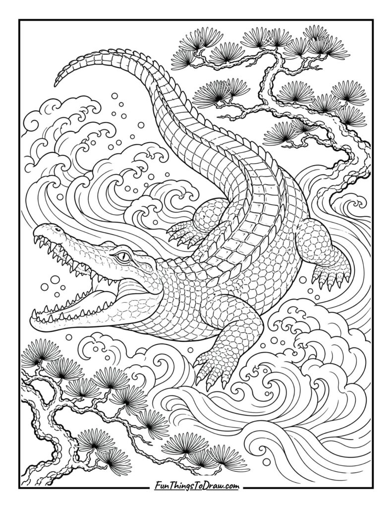Japanese Ukiyo-e Crocodile