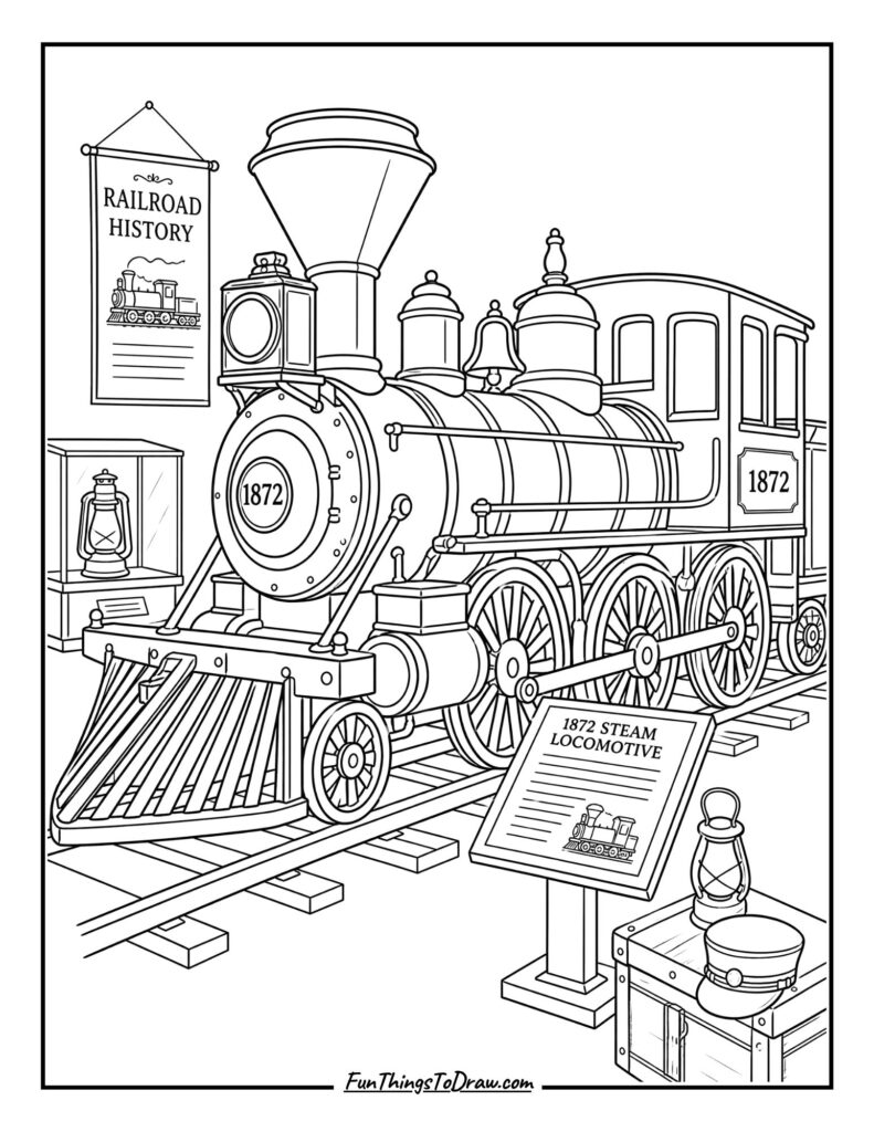 Train Museum Exhibit coloring page