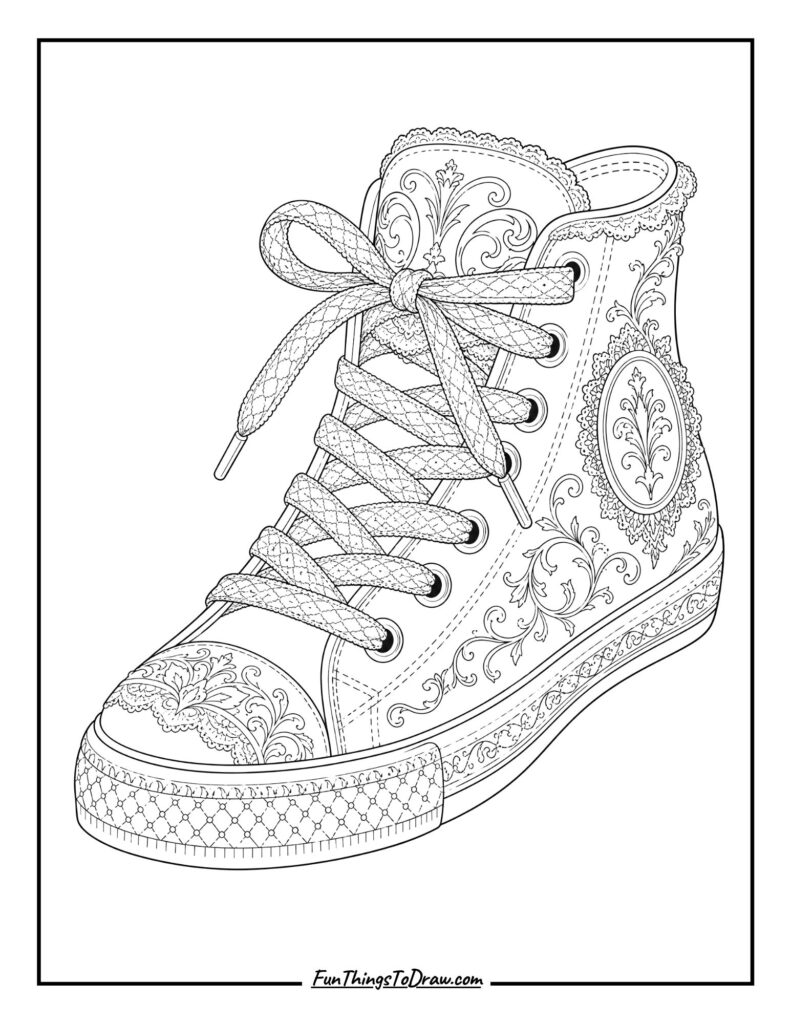 Victorian Lace Sneaker Coloring Page