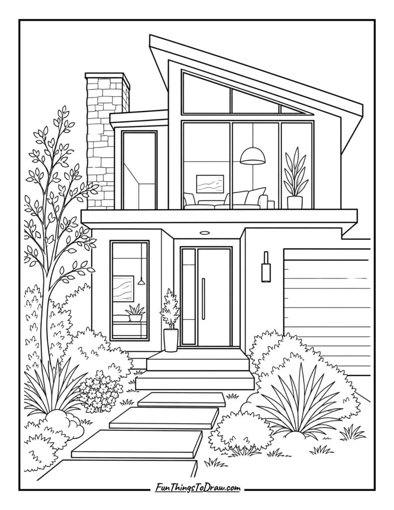 Modern Minimalist Home coloring page