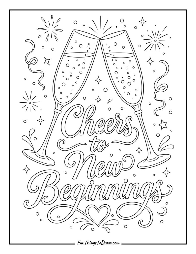 Cheers to New Beginnings_ Toast coloring page