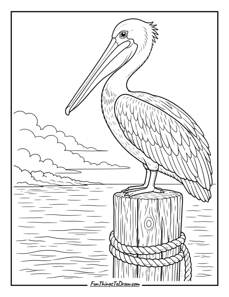 Pelican Perch coloring page