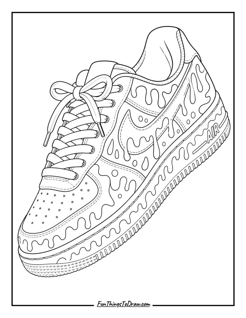 Abstract Drip Art Sneaker Coloring Page