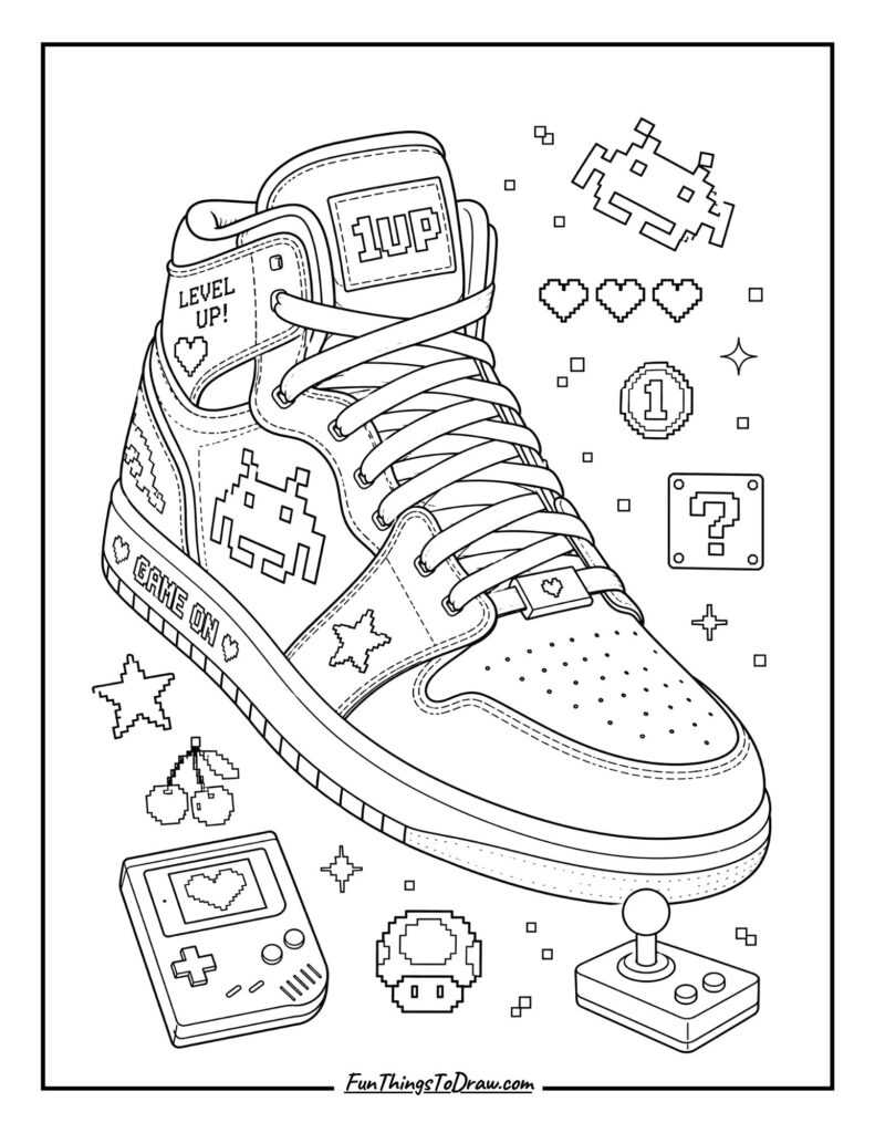 Retro Arcade Sneaker coloring page