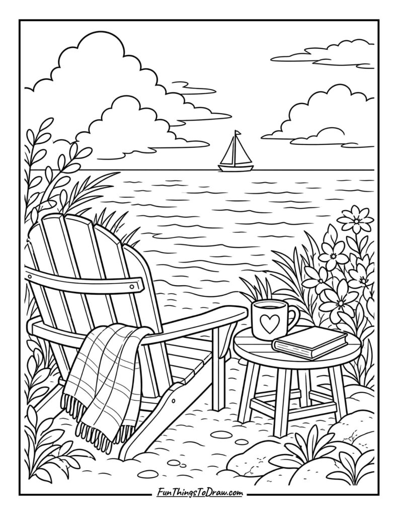 Boat on the Horizon coloring page