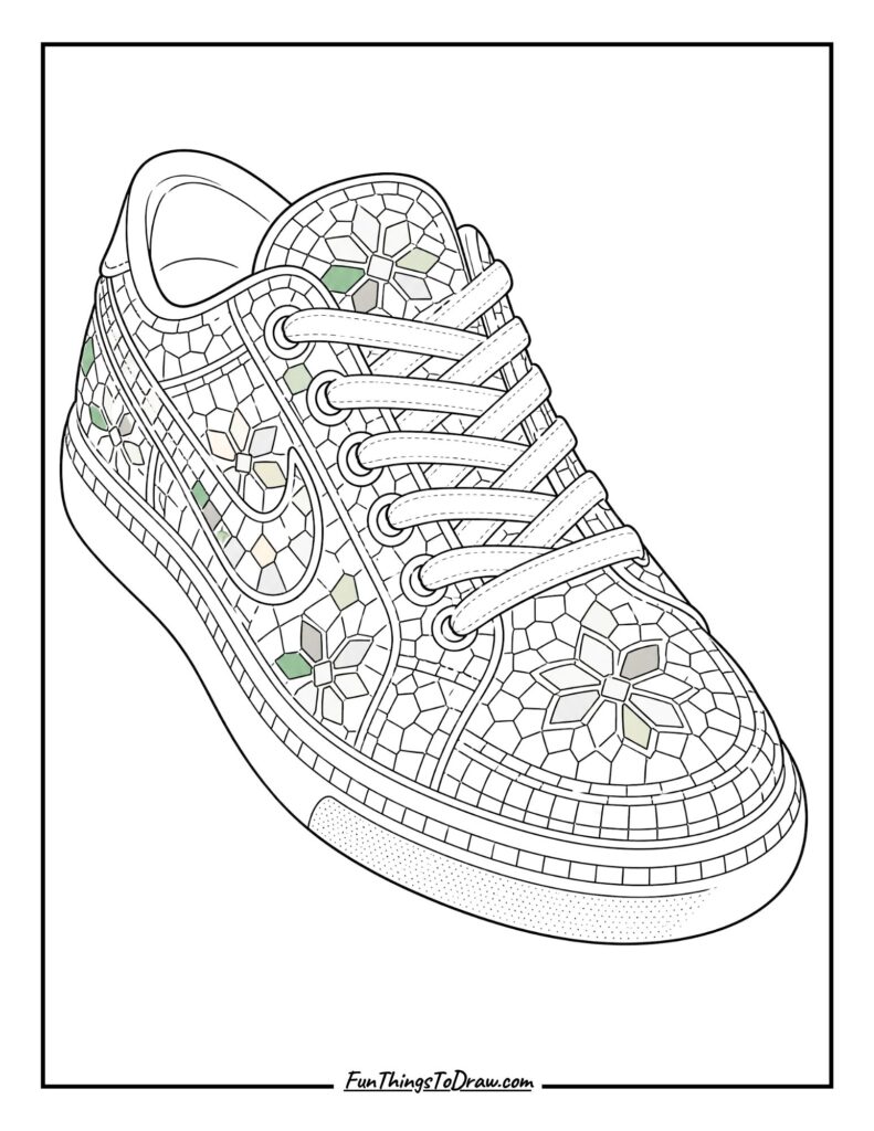 Mosaic Tile Sneaker Coloring Page