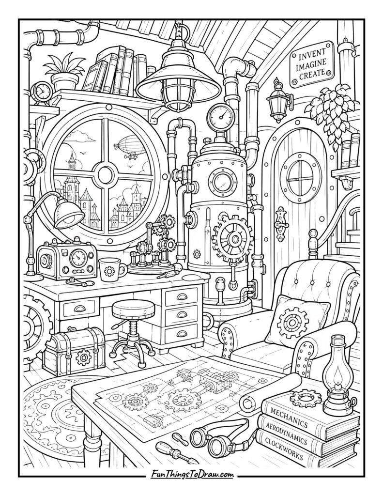 Steampunk Inventor's Workshop