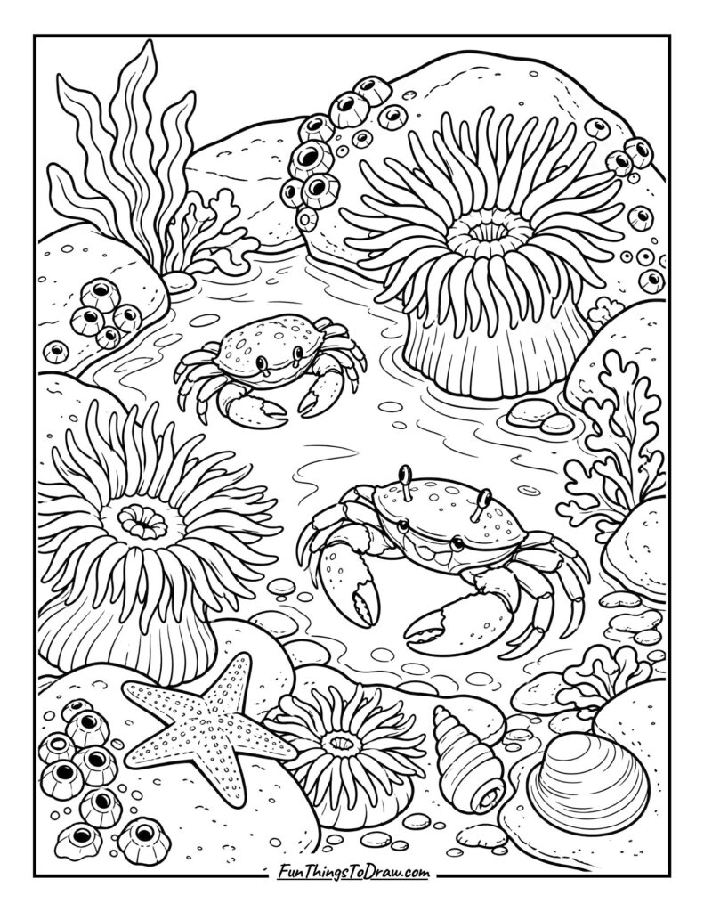 Tide Pool Treasures coloring page