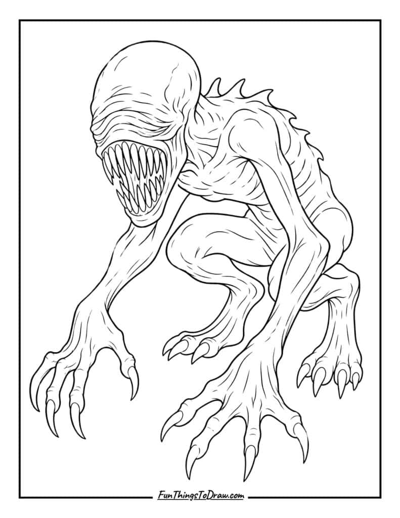 The Cave Stalker Monster Coloring Page