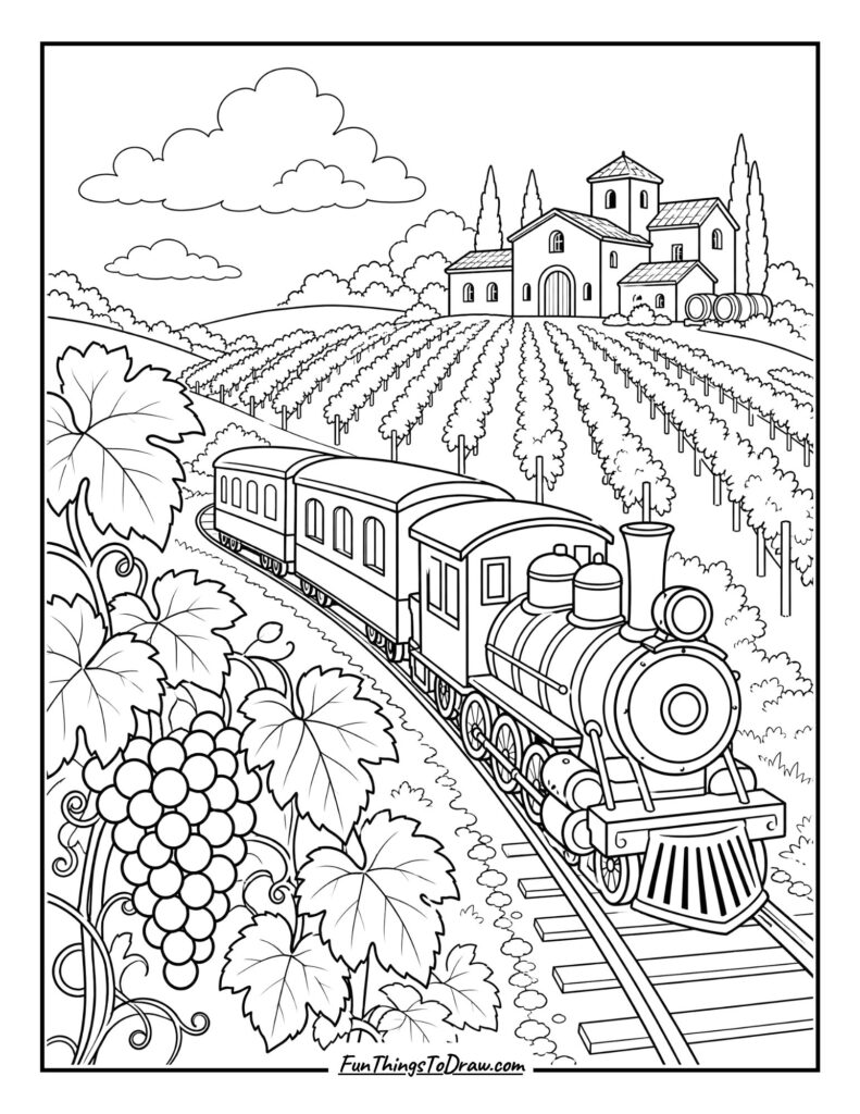 Train in a Vineyard
