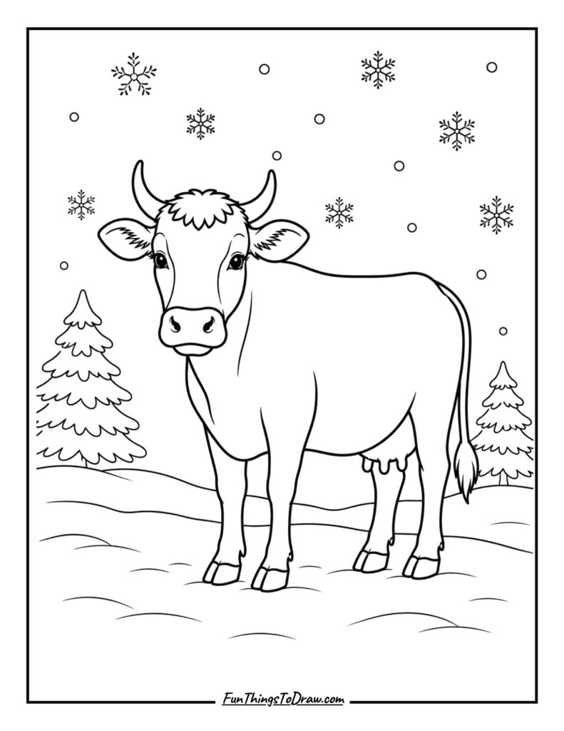 Winter Scene Cow