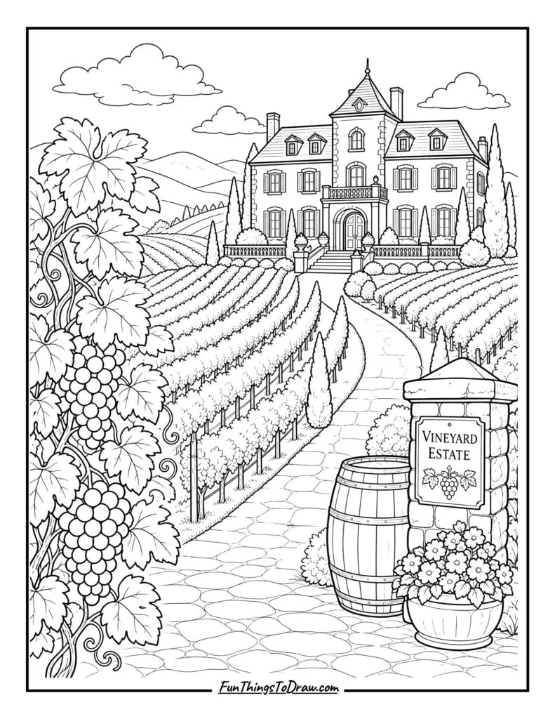Vineyard Estate Grandeur coloring Page